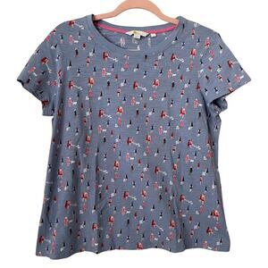 Boden Shirt Womens Medium Blue Dog Walking Graphic Cotton Tee Novelty Bestie